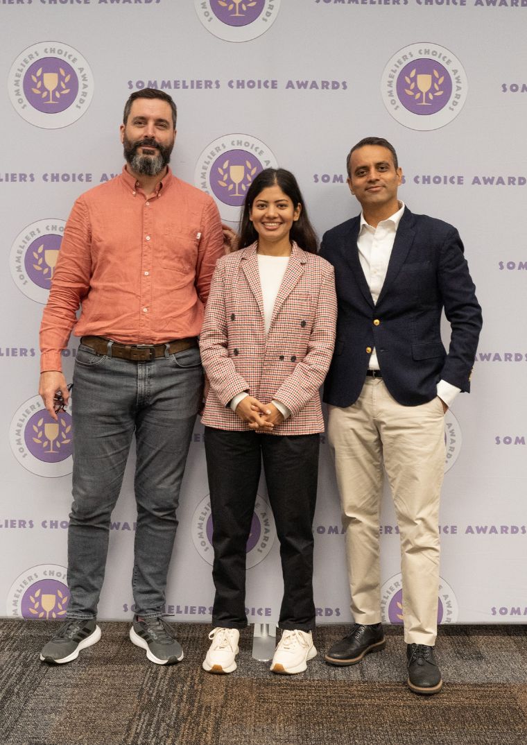 Image: Mauricio Perez (left), Ankita Okate (centre), Sid Patel (right), Beverage Trade Network, Organizers of Sommeliers Choice Award