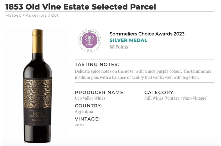 1853 Old Vine Estate Selected Parcel