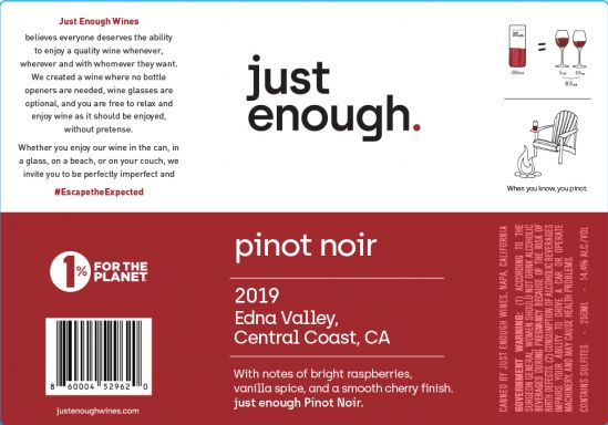 Logo for: Just Enough Wines Pinot Noir