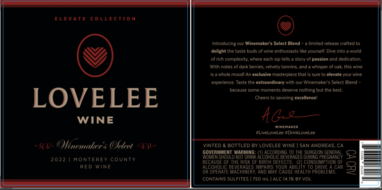Logo for: LoveLee Wine Winemaker's Select Red Blend