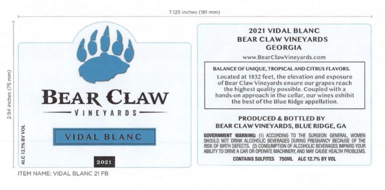 Logo for: Bear Claw Vidal Blanc