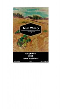 Logo for: Tejas Winery Tempranillo 2016