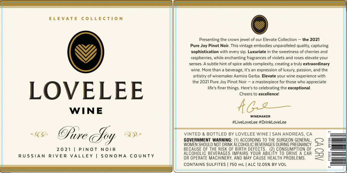 Photo for: LoveLee Wine Pure Joy Pinot Noir