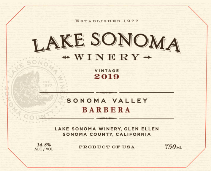 Photo for: 2019 Lake Sonoma Barbera Sonoma County 