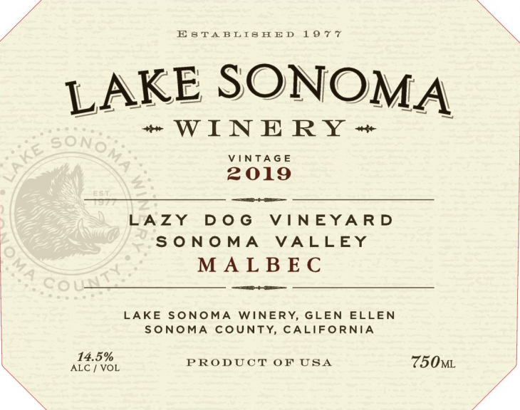 Photo for: 2019 Lazy Dog Vineyard Malbec Sonoma Valley 